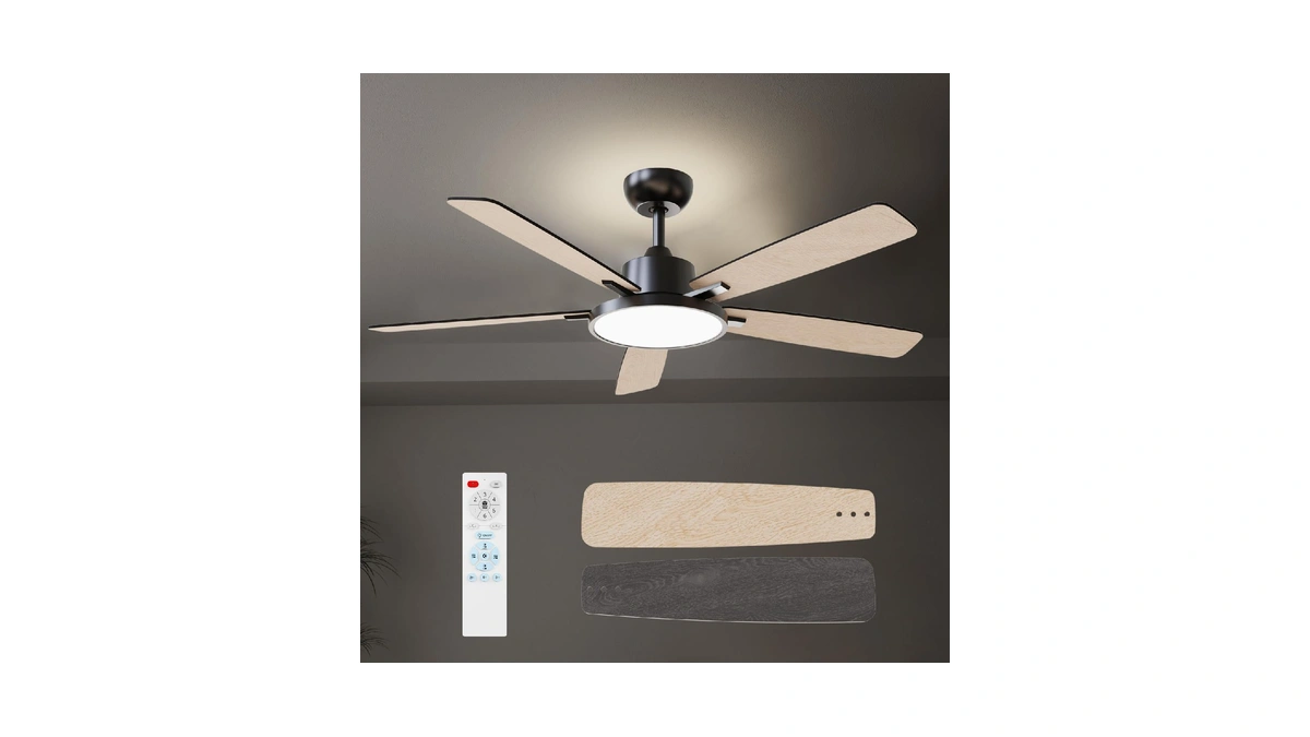 Taloya 52 Inch Black Walnut Ceiling Fans With Lights Led