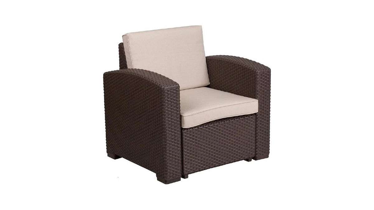 Flash Furniture Seneca Chocolate Brown Faux Rattan Chair With All-weather