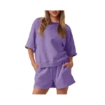 Fisoew Womens 2 Piece Outfits Casual Oversized Cropped Sweatshirt And