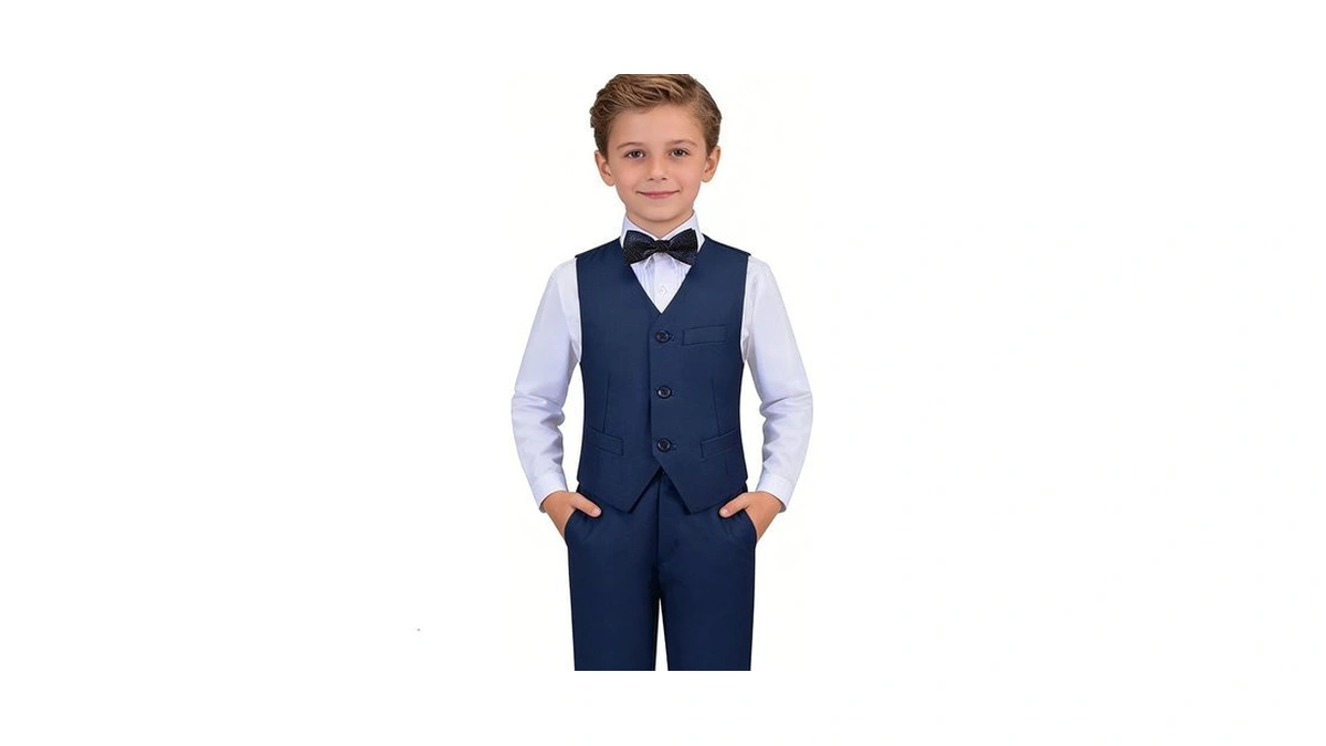 Big Boys Suits,boys Dress Pant Vest White Shirt And Bowtie