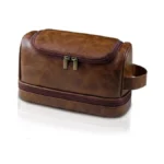 Lianhtai Toiletry Bag For Men, Large Leather Travel Pouch Bag