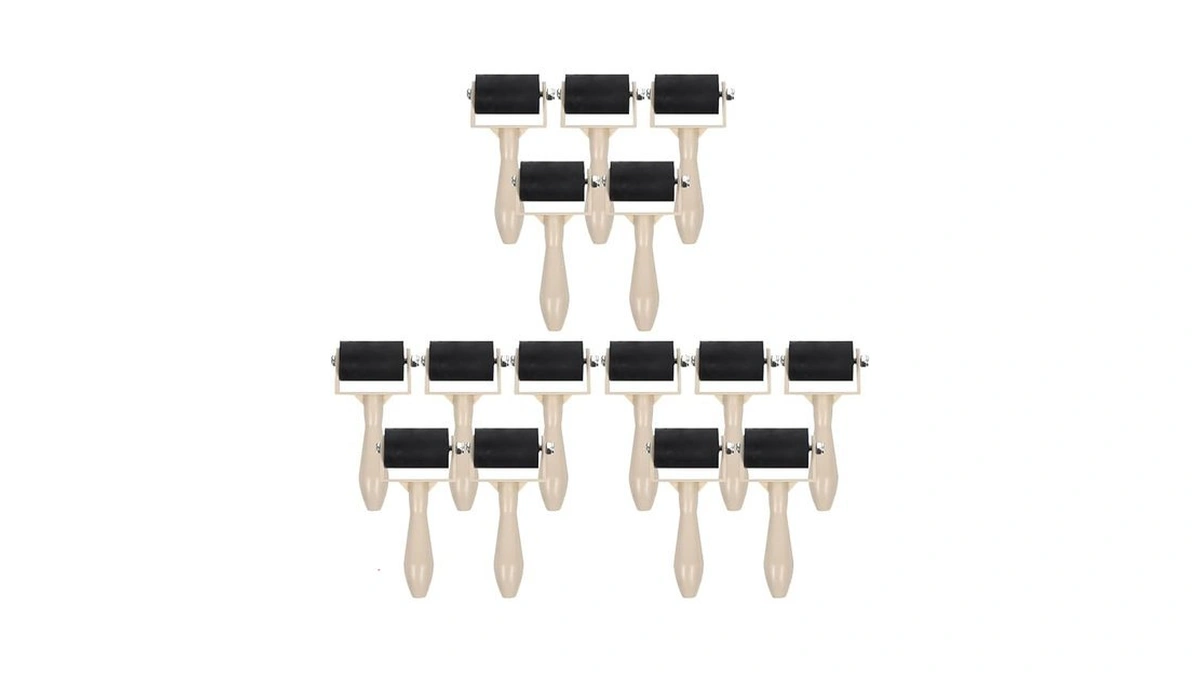 Ciieeo 15 Pcs Printmaking Brayer Rubber Brayer Roller Paint Brush