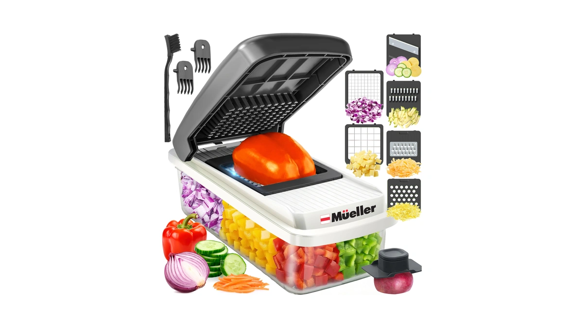 Mueller Vegetable Chopper Mandoline Slicer, Food Veggie Chopper, Cheese Grater,