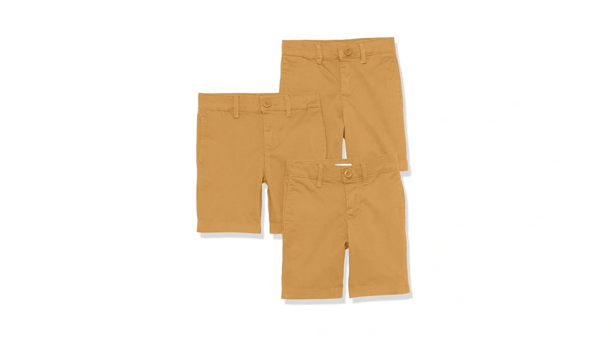 Amazon Essentials Big Boy's Woven Flat-front Shorts Shorts, 3-pack Dark