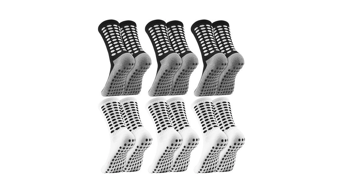 Jspupifip 4/6/8 Pairs Men Grip Soccer Socks Non Slip Grippy