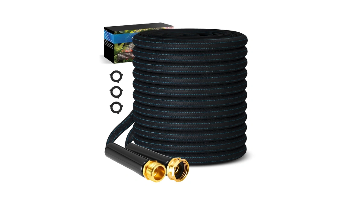 Cxezsik Garden Hose 50ft Lightweight, Non-expanding, Leak-proof Metal Connector, No-knot