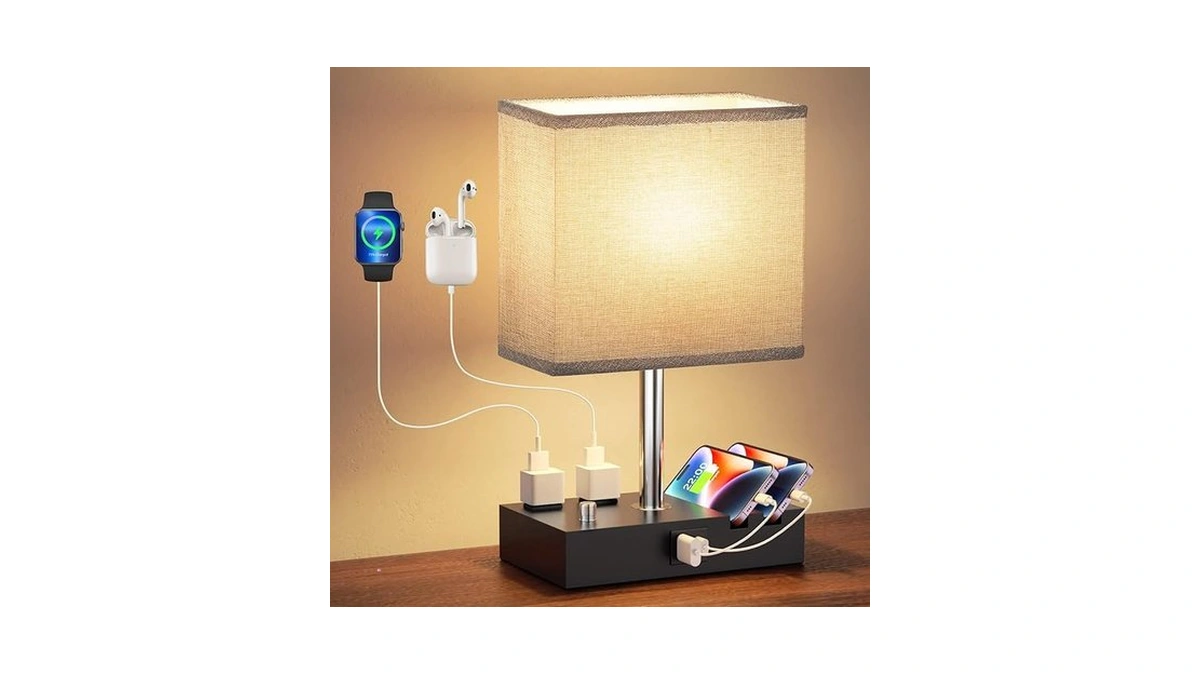 Kakanuo Fully Dimmable Nightstand Lamp For Bedroom With Usb C