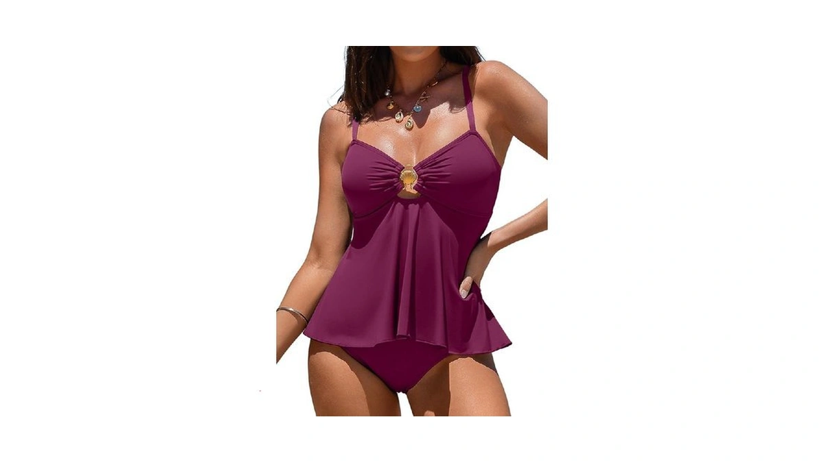 Aleumdr Women Tankini Swimsuit High Waisted Slimming Bathing Suit Tummy