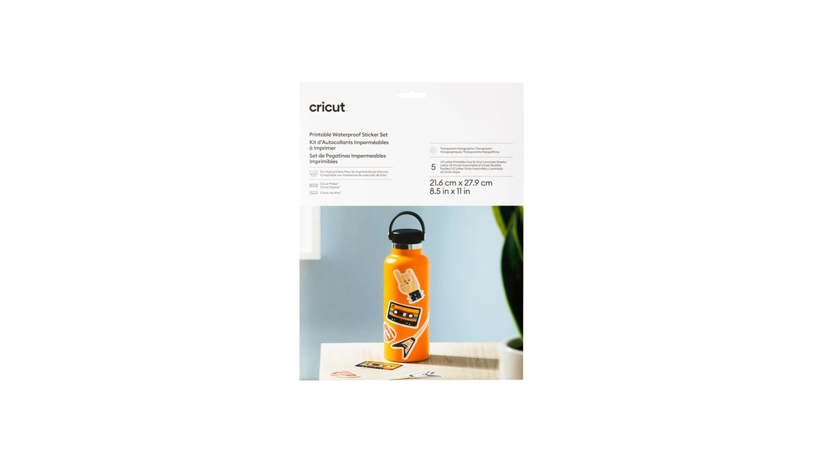 Cricut Printable Waterproof Sticker Set - Transparent, 8-1/2" X 11",