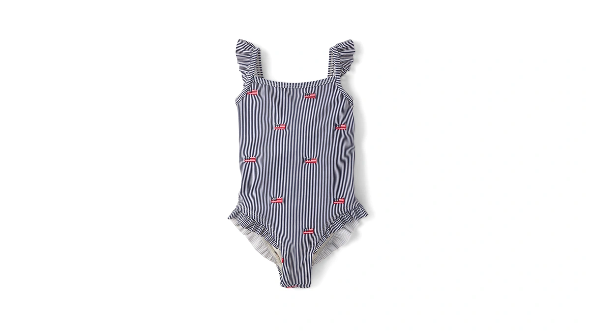 Gymboree,girls,and Toddler One Piece Swimsuit,sky Blue Ruffles,18 Months,24 Months