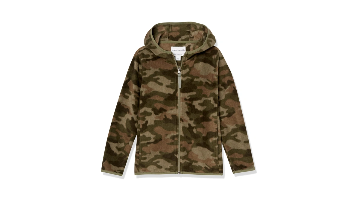 Amazon Essentials Toddler Boys' Polar Fleece Full-zip Hooded Jacket, Olive