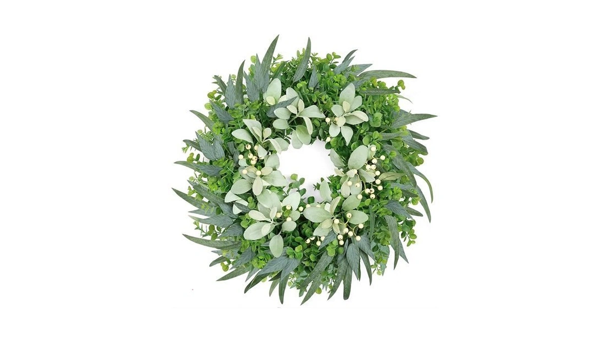 Zmtyykh 26" Eucalyptus Wreaths For Front Door With Lamb’s Ear