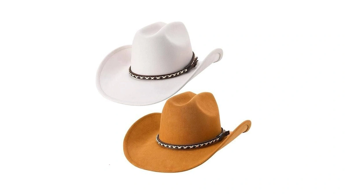 Zhamate 2 Pack Suede Cowboy Hat For Men Women Western