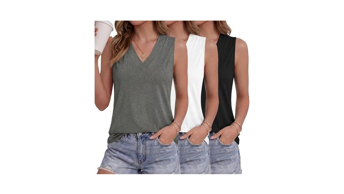 Gayhay 3 Pack Tank Tops For Women Sleeveless Summer V