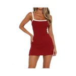 Alcea Rosea Women's Bodycon Mini Ribbed Tank Dresses Sleeveless Contrast