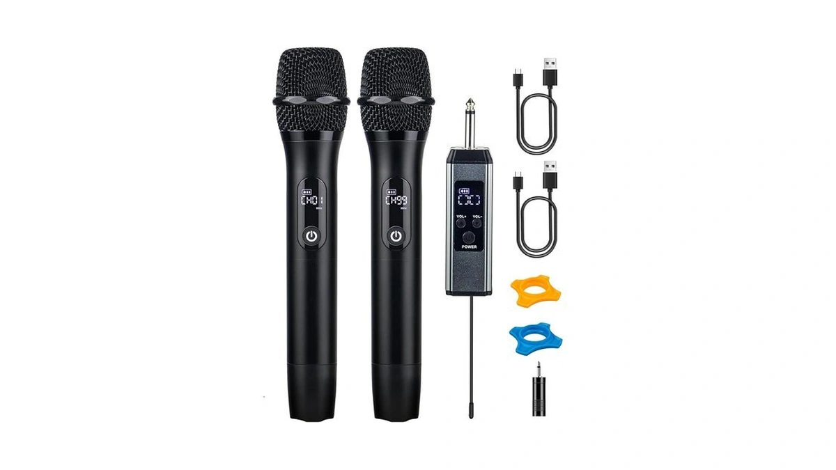 Loewieta Wireless Microphones For Singing Karaoke, 500ft/150m Long Range Metal