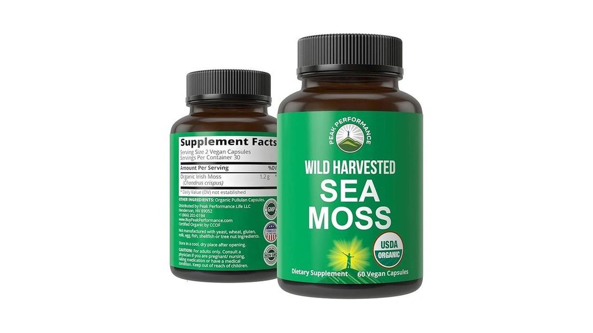 Peak Performance Organic Sea Moss Capsules - Wild Harvested Sea