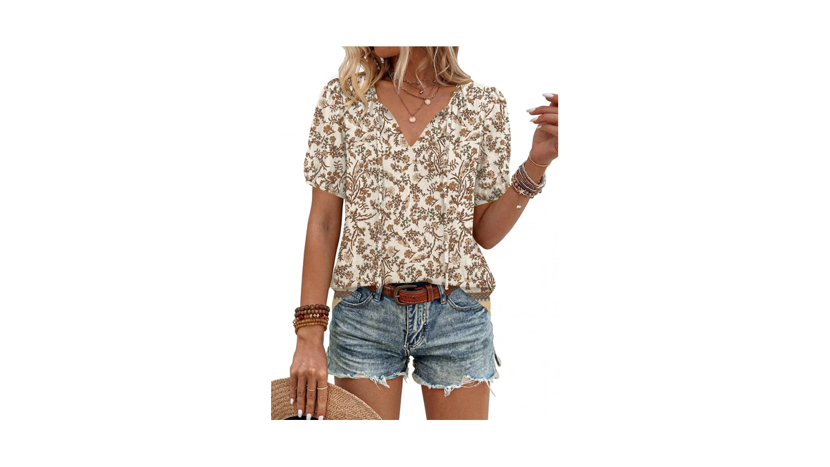 Lomon Linen Boho Peasant Blouses Summer Womens Shirts Dressy Casual