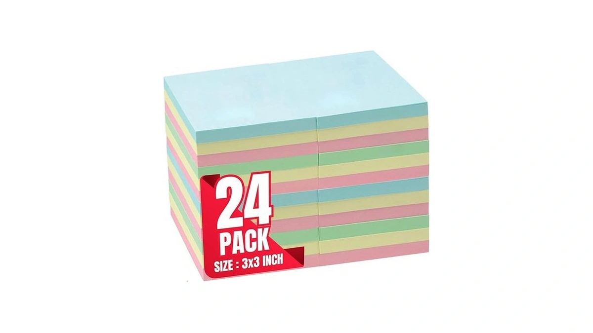 1intheoffice Pastel Sticky Notes 3x3, Sticky Note Pads, Self-stick Note