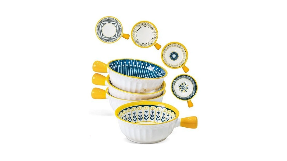 Yeacccng Bohemian French Onion Soup Bowls Set Of 4-23 Oz