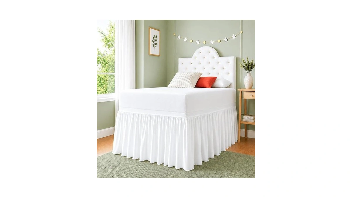 Cottingon Dorm Room Bed Skirt Twin Xl, White Microfiber Dust