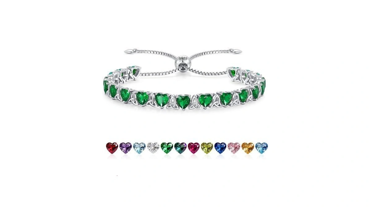 Etermbol May Birthstone Tennis Bracelets For Women, 925 Sterling Silver