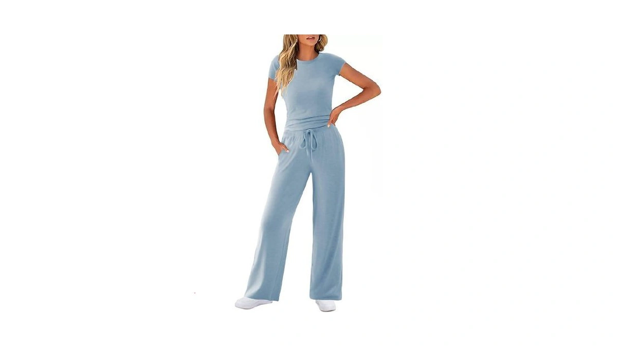 Copyleaf Two Piece Lounge Sets For Women Wide Leg Drawstring