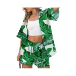 Verabendi Two Piece Print Cover Up Sets-top & Shorts,beach Vacation
