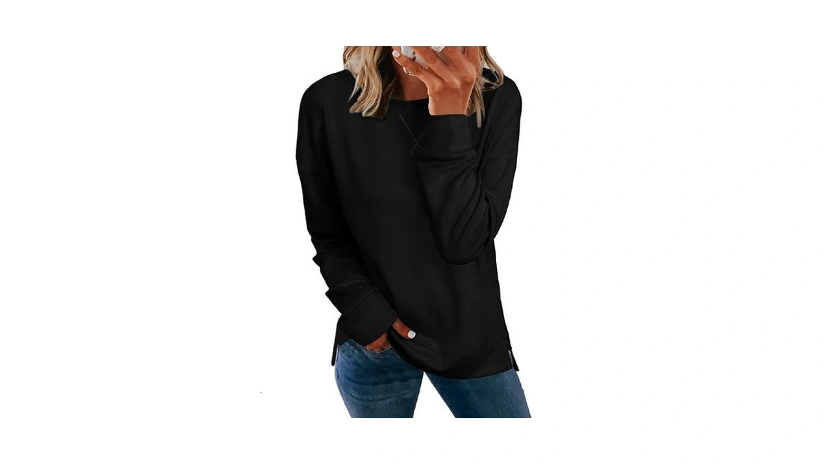 Simplee Womens Oversized Crewneck Sweatshirts Casual Long Sleeve Solid Color