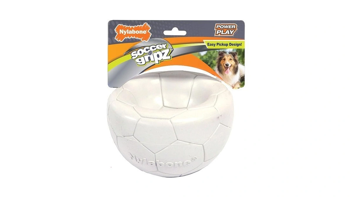 Nylabone Power Play Gripz Felt Soccer Ball Rubber Fetch Toy,