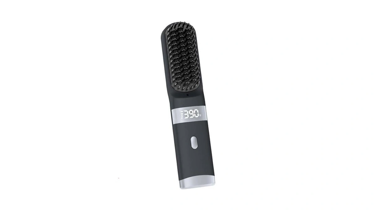 Cordless Hair Straightener Brush Portable On The Go Comb For