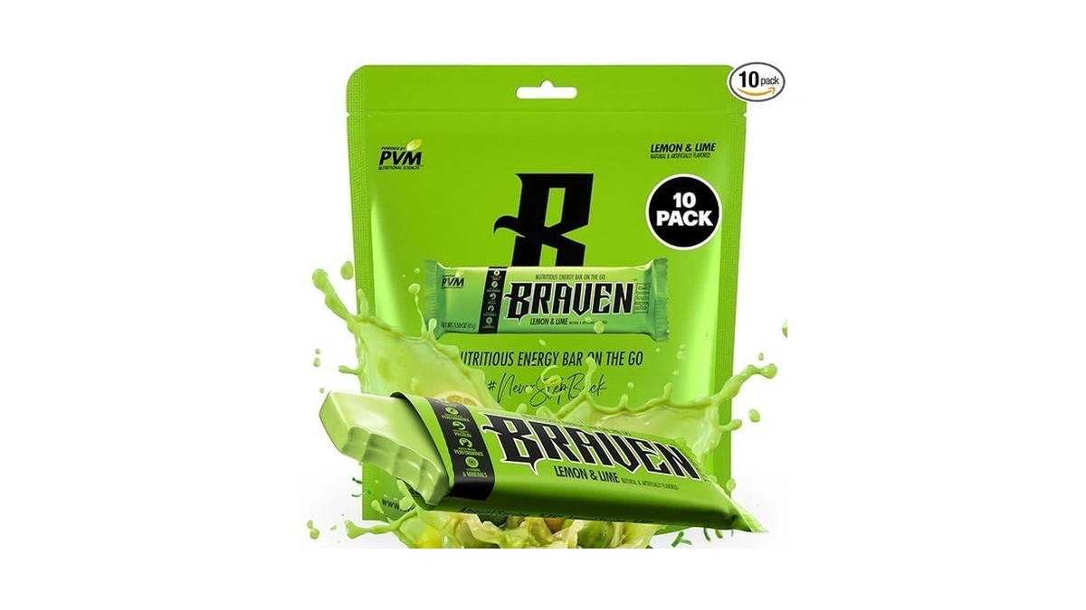Braven Bar Pre Workout Energy Bar, Lemon Lime (pack Of