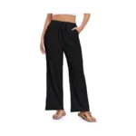 Fokuoie Women's Wide Leg Beach Pants Elastic Waist Lightweight Casual