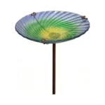 Ouisjyer 10.5" D Glass Bird Bath With Stake – Shallow