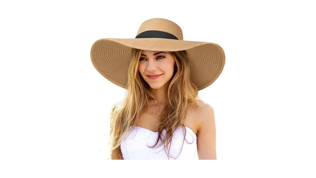 Senker Fashion Sun Hats For Women Oversize Wide Brim Straw