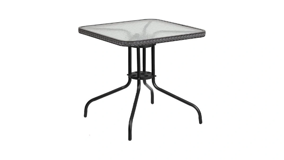 Flash Furniture Barker 28'' Square Tempered Glass Metal Table With
