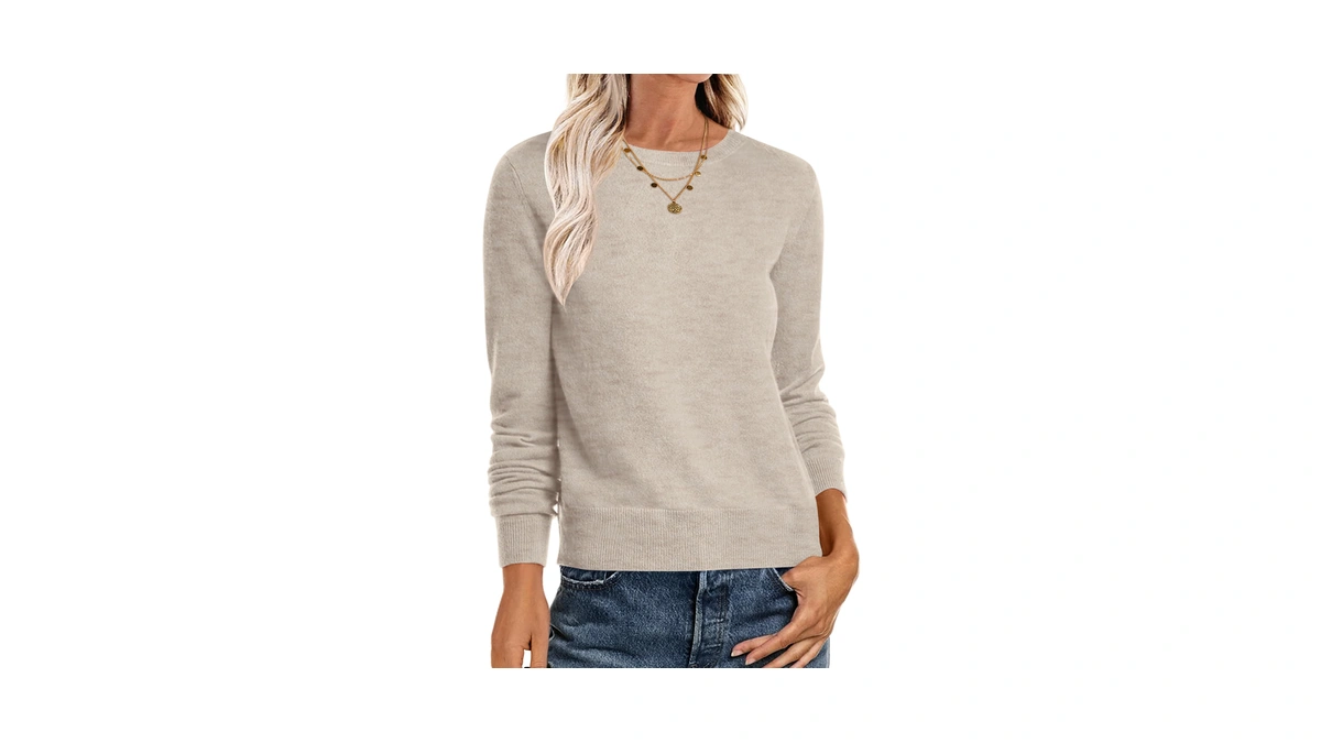 Anrabess Sweaters For Women Long Sleeve Lightweight Crewneck Soft Basic