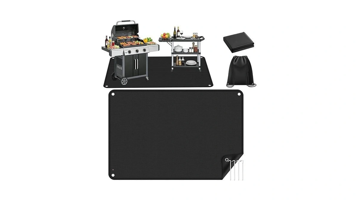 He-sanqi Outdoor Grill Mat 48x30 Inch, Protects Deck Grass From