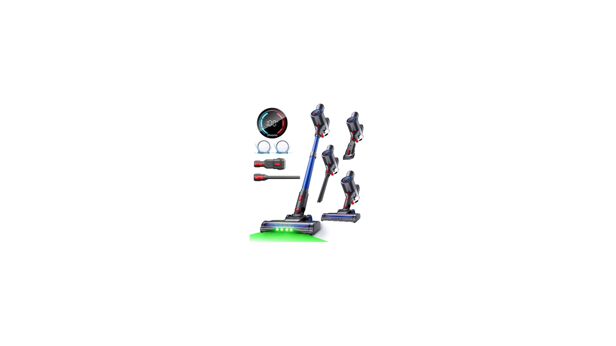 Slivamo S10 Cordless Vacuum Cleaner, 40kpa/500w/45mins, Led Display, 8-in-1 Lightweight