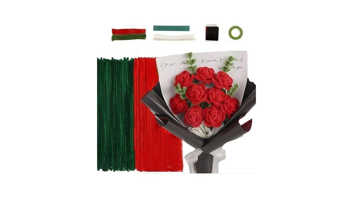 Hkeuzezo Pipe Cleaners Craft Kit For Flower Making, Complete Diy
