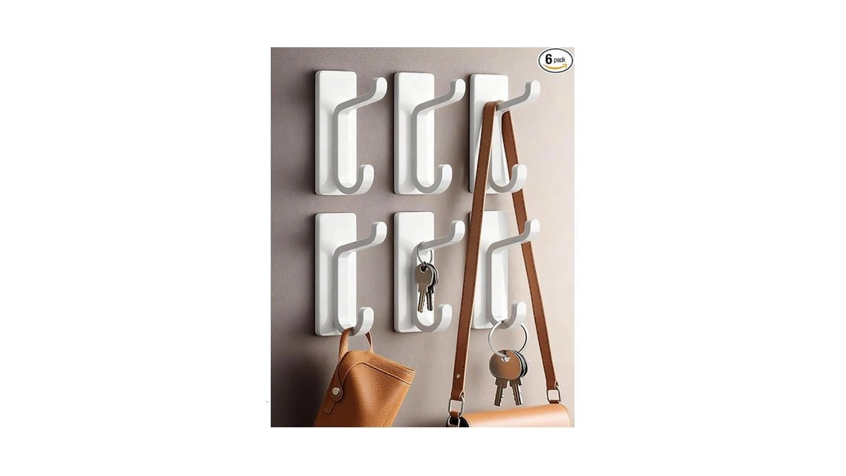 Ylitreus 6 Pack Adhesive Wall Hooks - 15lbs Extra Stick