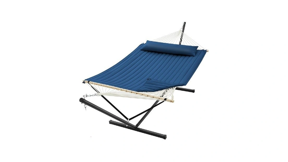 Superjare 12ft Double Hammock With Stand, Rope Hammock For 2