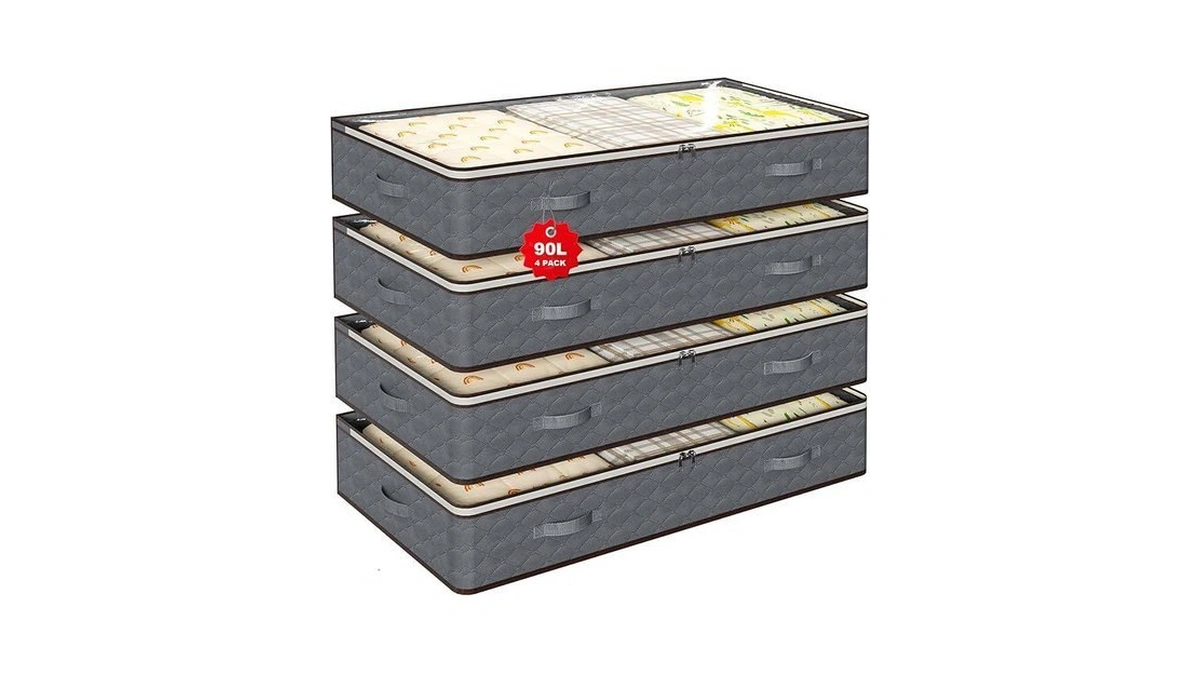 90l Under Bed Storage Containers,4-pack Closet Organizers And Storage Bins,for