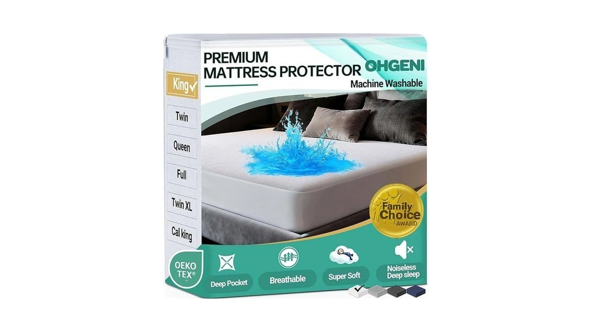 Ohgeni Waterproof Mattress Protector, King Size Fitted Sheet With Deep