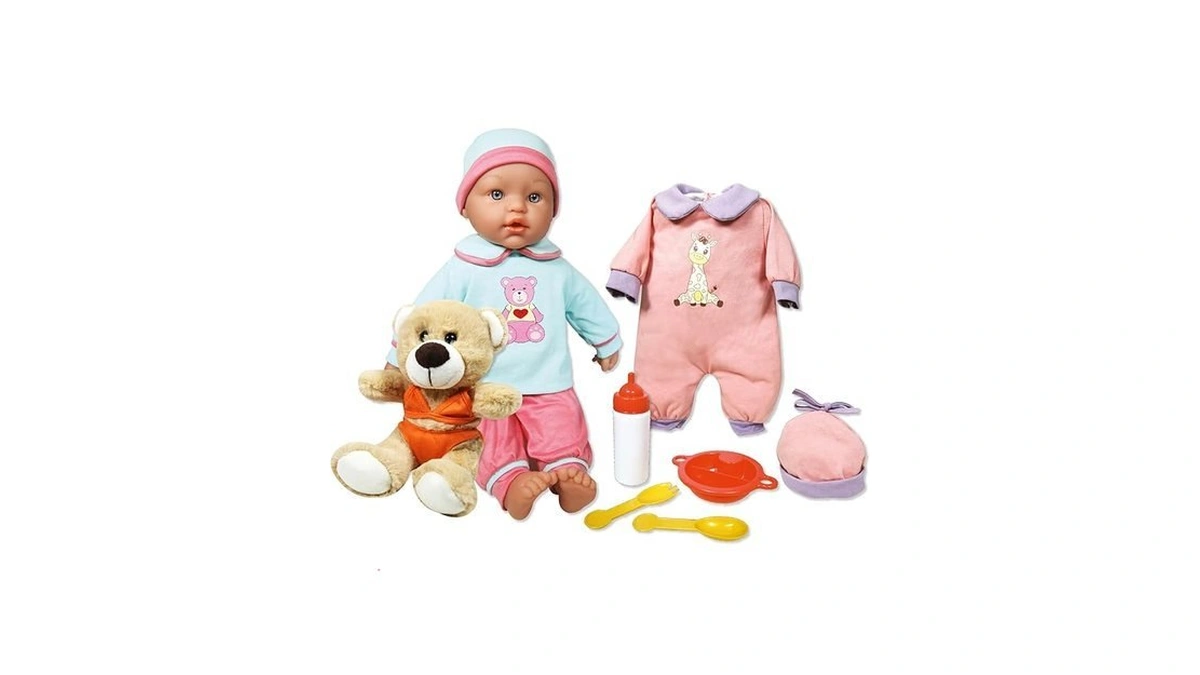 Lissi: Baby Doll Billie & Little Bear - 15" Blue