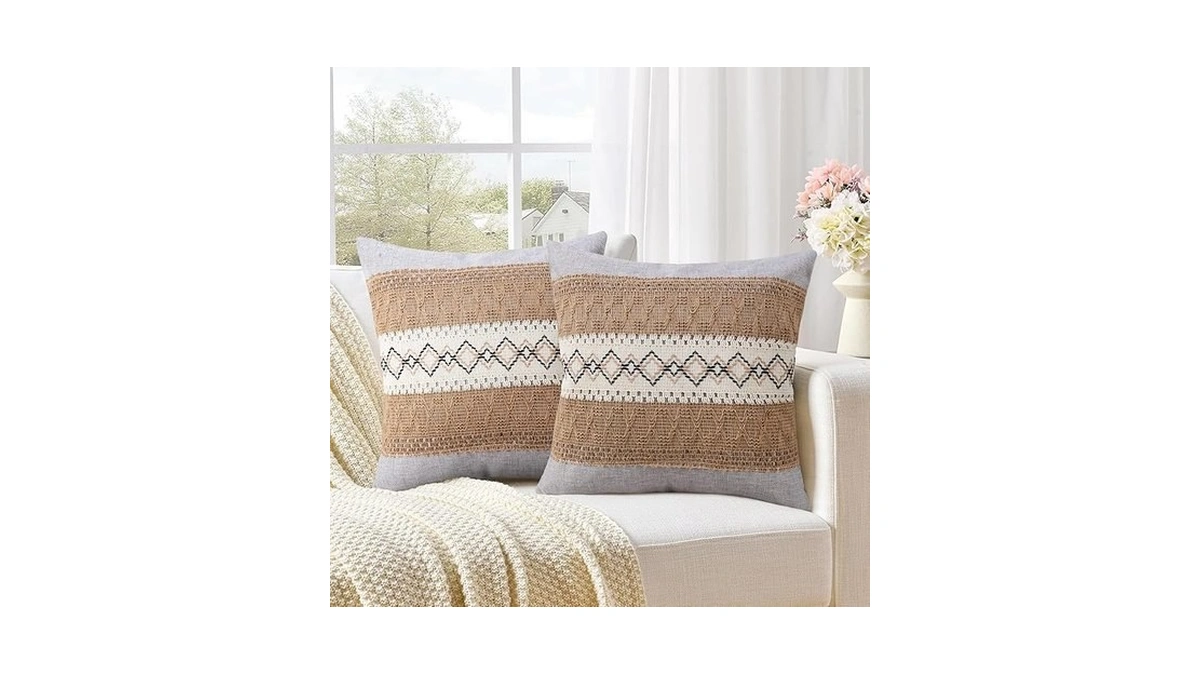 Pyonic Pack Of 2 Boho Throw Pillow Covers 18x18 Inch
