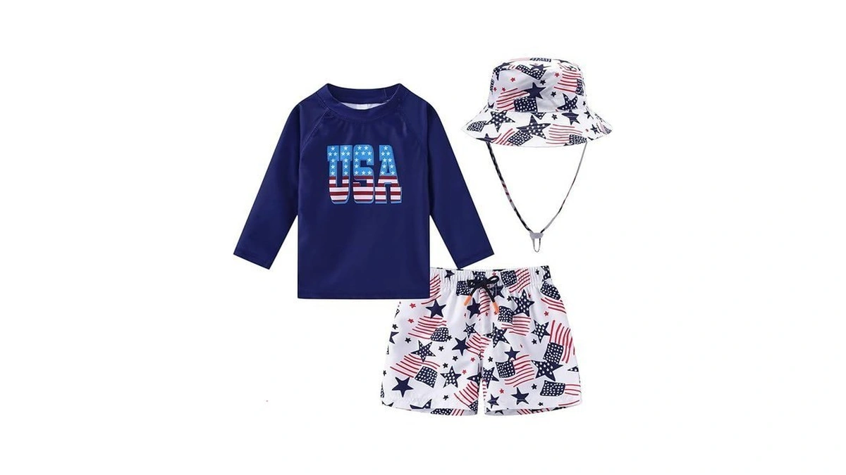 Toddlers And Baby Boys' 3-piece Swimsuit Trunk Rashguard Set And