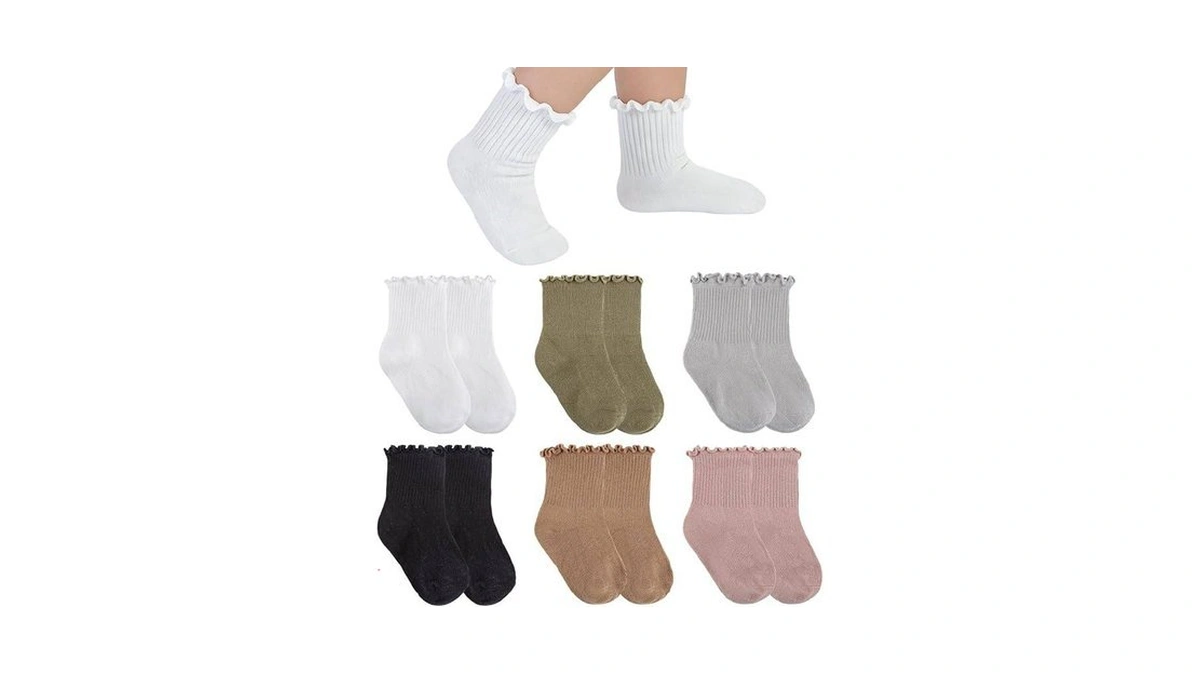 Mkyszlt 6 Pairs Baby Infant Toddler Girls Ruffle Socks Cute