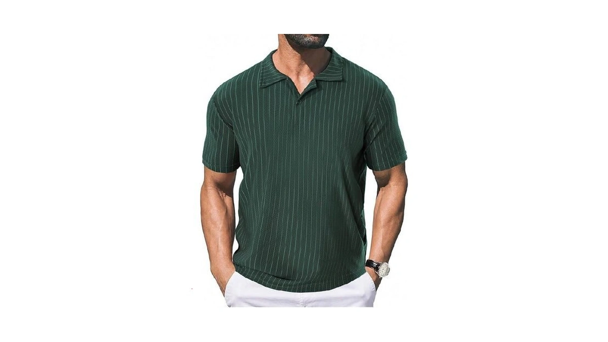 Zkman Men's Striped Polo Shirts Short Sleeve Moisture Wicking Dry