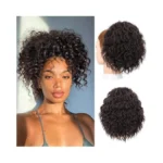 Freemeige Ponytail Extension, 8" Wavy Curly Drawstring Ponytail For Black